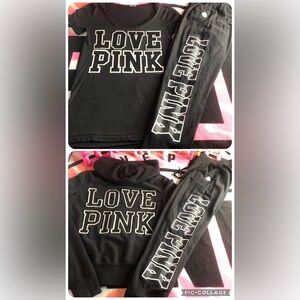 2010 Pink Victoria Secret HTF T-Shirt, Hoodie and Sweatpants Matching Outfit Set